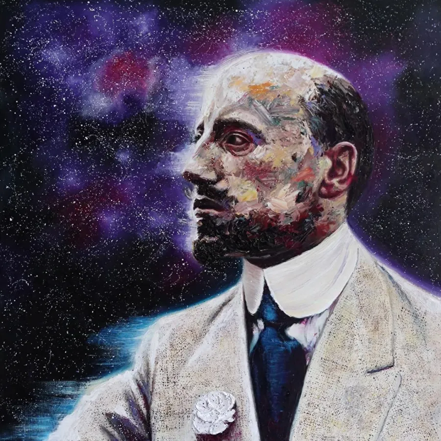 Ritratto contemporaneo Gabriele D' Annunzio olio su tela 80 x 80 x 4.5 cm