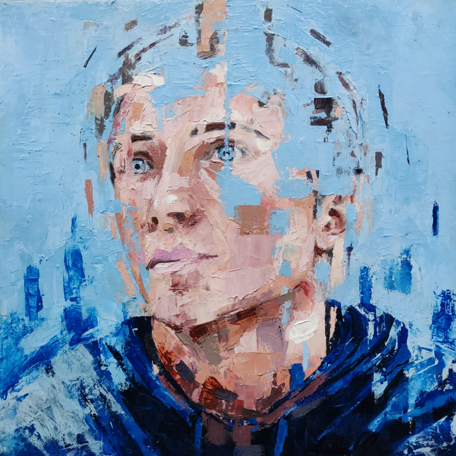 Sara Errani, olio su tela 30 x 30 x 4.5 cm
